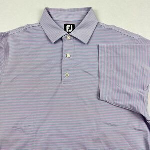 FootJoy Polo Shirt Mens Blue White Striped Golf Performance Lightweight SZ Large